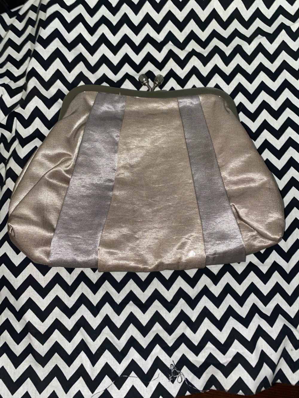 Vintage Bath & Body Works Elegant Metallic Taupe Satin Clutch